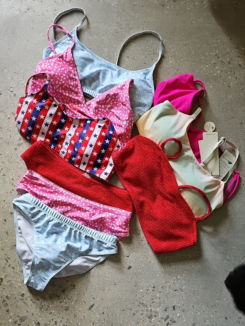 Mixed Swimwear Bundle Shein / Calia (9 Pcs) - Pink, Red, Light Blue, Size Small